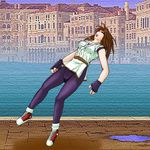  1girl animated animated_gif art_of_fighting brown_hair eyes_closed gif king_of_fighters knocked_out ko kof long_hair ryuuko_no_ken sakazaki_yuri snk solo spandex thorn_clothes torn_clothes yuri_sakazaki 