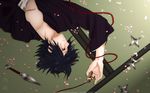  blood cilou kunai male male_focus naruto petals shuriken solo tears uchiha_sasuke weapon 