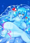  ass bad_id bad_pixiv_id blue_hair blue_skin blush breasts double_bun goo_girl heart large_breasts long_hair masturbation monster_girl multiple_tails nipples open_mouth original penis_tail pussy self_fondle solo spoken_heart tail tail_insertion tail_masturbation umisato_michiyu vaginal yellow_eyes 