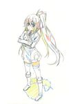  blush boots color_trace colored_pencil_(medium) crossed_arms echigo_mitsutaka from_above highres infinite_stratos knee_boots long_hair ponytail production_art shinonono_houki solo sparkle split_ponytail standing thighhighs traditional_media very_long_hair zettai_ryouiki 