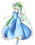 adapted_costume bad_id bad_pixiv_id blue_eyes bow breasts daiyousei dress green_hair hair_bow highres large_breasts long_hair niwatazumi older side_ponytail solo touhou very_long_hair wings 