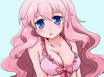  baka_to_test_to_shoukanjuu blue_eyes bra breasts busty cleavage himeji_mizuki long_hair pink_hair solo swimsuit 
