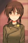  brown_eyes brown_hair commentary_request gertrud_barkhorn long_hair military military_uniform older sad shimada_fumikane solo strike_witches tears twintails uniform upper_body what_if world_witches_series 