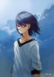  androgynous blue_eyes blue_hair cloud male_focus nezumi_(no.6) no.6 sky solo sumomo4r 