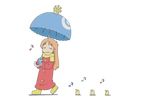  animated animated_gif bird blonde_hair closed_eyes hyadain_no_joujou_yuujou kamakura_(nichijou) long_hair mogura_(nichijou) musical_note nichijou non-web_source professor_shinonome smile transparent_background umbrella walking 