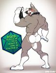  2019 5_fingers anthro biceps blush bulge butt canid canine canis clothed clothing collar d20 domestic_dog jockstrap kihu leash male mammal muscular muscular_male open_mouth simple_background solo spiked_collar spikes standing submissive_male tongue tongue_out topless underwear white_background 