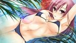  armpits bad_id bad_pixiv_id bikini breasts cameltoe covered_nipples finger_to_mouth hand_behind_head highres large_breasts long_hair looking_at_viewer lying navel o-ring o-ring_bikini on_side original pink_eyes pink_hair solo string_bikini swimsuit thigh_gap underboob very_long_hair watanuki_kaname 