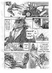  big_muscles black_and_white build_tiger build_tiger_(character) comic dragon feline gamma-g gay greyscale human male mammal mole monochrome muscles overweight rice_cake tiger translated woo_long 