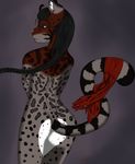  black_hair black_sclera blue_eyes braid butt dxm feline hair male mammal ocelot solo spots 