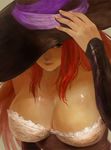  bad_id bad_pixiv_id breasts cleavage dragon's_crown hat huge_breasts long_hair red_hair solo sorceress_(dragon's_crown) witch_hat yuza 