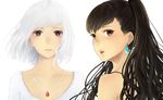  bou_nin brown_hair necklace original white_hair 