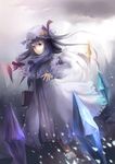  bad_id bad_pixiv_id book capelet crescent crystal dress hat highres long_hair patchouli_knowledge purple_eyes purple_hair shuiyituzi solo touhou 