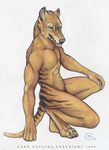 abstract_background chromatic_background dark_natasha male mammal marsupial nude plain_background solo tail thylacine tongue white_background 
