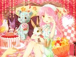  bad_id bad_pixiv_id bird birthday bunny cake cat checkered chicken flower food gift heart highres okitsune_(okitsune-sama) original pink_hair polka_dot rose solo_focus stuffed_animal stuffed_toy teddy_bear yellow_eyes 