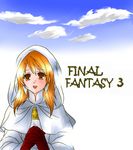  cloud clouds final_fantasy final_fantasy_iii orange_hair refia smile solo white_mage 