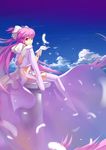  bad_id bad_pixiv_id boots brown_eyes cloud dress feathers fs-project gloves highres kaname_madoka light_smile long_hair looking_at_viewer mahou_shoujo_madoka_magica orange_eyes pink_hair shoes sky solo thigh_boots thighhighs ultimate_madoka winged_shoes wings 