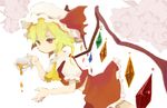  ascot blonde_hair crystal cup drawr flandre_scarlet hat red_eyes short_hair skirt solo spill tea teacup touhou wings 