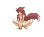  1girl animal_ears animated animated_gif breasts eluku gif holo horo lowres nude pussy red_hair spice_and_wolf spread_legs squatting tail tail_wagging uncensored wolf_ears wolf_tail wolfgirl 