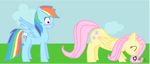  equine female feral fluttershy_(mlp) friendship_is_magic hasbro horse kneeling kneeling_down lesbian mammal my_little_pony pegasus rainbow_dash_(mlp) unknown_artist wing_boner wings 