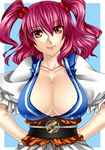  bad_id bad_pixiv_id breasts cleavage hair_bobbles hair_ornament large_breasts ogera_okera onozuka_komachi red_eyes red_hair short_hair solo touhou two_side_up 