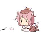  :3 alternate_animal_ears animal_ears bow cat_ears cat_tail cat_teaser chibi fang hat kemonomimi_mode lying mystia_lorelei on_stomach pink_hair short_hair solo tail tail_wagging touhou v-shaped_eyebrows yamabuki_(yusuraume) |_| 