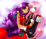  aiguillette bad_id bad_pixiv_id blue_eyes dark_skin dress epaulettes green_eyes himemiya_anthy konomura long_hair multiple_girls pink_hair purple_hair school_uniform shoujo_kakumei_utena tenjou_utena 