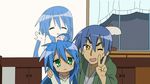  1girl blue_hair ghost izumi_kanata izumi_konata izumi_soujirou long_hair lucky_star mole mole_under_eye 