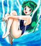  blush green_hair horns long_hair lum oni swimsuit tagme underwater urusei_yatsura 