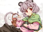  animal_ears bad_id bad_pixiv_id basket cheese food grey_hair jewelry mouse mouse_ears mouse_tail nazrin pendant red_eyes short_hair solo tail tenpura_(tenpura621) touhou 