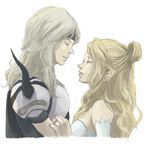  1boy 1girl armor blonde_hair cecil_harvey couple eyes_closed female final_fantasy final_fantasy_iv grey_hair headband long_hair lowres male rika_(artist) rosa_farrell 