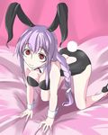  animal_ears bad_id bad_pixiv_id bare_legs braid breasts bunny_ears bunny_tail bunnysuit cleavage high_heels highres large_breasts long_hair purple_hair red_eyes reisen_udongein_inaba shoes solo tail touhou ver5 wrist_cuffs 