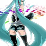  aqua_hair aqua_nails ass hatsune_miku long_hair nail_polish shiny short_shorts shorts solo suna thighhighs twintails very_long_hair vocaloid 