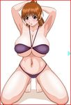  bikini blush breasts brown_hair curvy flying_tree_frog huge_breasts large_breasts lowres ponytail sexy swimsuit thick 