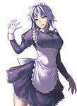  apron braid gloves izayoi_sakuya jonylaser maid_headdress short_hair silver_hair solo touhou twin_braids 