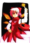  achi_cirno alternate_color bow cirno cirno-nee fire hair_bow red_eyes red_hair scarf solo touhou 