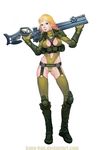  army battle blonde_hair blue_eyes boots breasts catsuit cleavage fight fighting girl gun kano-kun long_boots long_hair marine marksman military olive rifle sci_fi science_fiction scifi sniper stockings swimsuit thigh-highs thighhighs uniform warrior weapon 