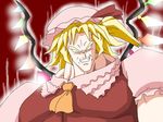 blonde_hair broly cosplay crystal dragon_ball dragon_ball_z flandre_scarlet flandre_scarlet_(cosplay) frills glowing grin hat lum muscle parody shirosato short_hair smile solo touhou wings 