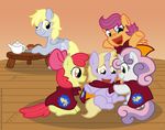  applebloom_(mlp) blonde_hair bow cape cub cutie_mark cutie_mark_crusaders_(mlp) daww derpy_hooves_(mlp) dinky_hooves_(mlp) equine female feral friendship_is_magic green_eyes grey_body hair hasbro horn horse long_hair mammal muffins my_little_pony orange_body orange_eyes pegasus pink_hair plate pony purple_eyes purple_hair raygirl red_hair scootaloo_(mlp) short_hair sweetie_belle_(mlp) table two_tone_hair unicorn white_body wings yellow_body yellow_eyes young 