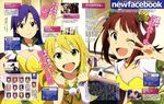  absurdres amami_haruka blonde_hair blue_hair brown_eyes brown_hair costume green_eyes highres hoshii_miki idolmaster idolmaster_(classic) idolmaster_2 inset kisaragi_chihaya long_hair magazine_scan multiple_girls official_art scan tanaka_yuusuke text_focus 