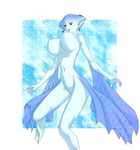  artist_request blue_skin breasts earrings fins fish_girl floating_breasts highres jewelry large_breasts monster_girl navel no_nipples nude pointy_ears princess_ruto red_eyes tatsu_(ashcleef) tatsu_(pixiv842876) the_legend_of_zelda webbed_feet zora 