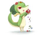  flower nintendo open_mouth perikomodoki plant pok&#233;mon pok&eacute;mon red_eyes smile snake snivy solo standing tail video_games 