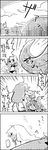  &gt;_&lt; 4koma bag bikini candy closed_eyes comic food from_behind greyscale highres kirisame_marisa konpeitou long_hair megurine_luka monochrome patchouli_knowledge star swimsuit takoluka tani_takeshi tentacles touhou translated vocaloid yukkuri_shiteitte_ne 