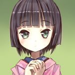  bad_id bad_pixiv_id black_hair bob_cut green_eyes hands_clasped ikoku_meiro_no_croisee japanese_clothes kimono own_hands_together short_hair solo umeboshitora yune_(ikoku_meiro_no_croisee) 