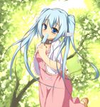  blue_hair blush dress food forest frills handbag nature nymph_(sora_no_otoshimono) popsicle purse sexually_suggestive sora_no_otoshimono twintails 