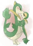  couple cradling eye_contact kusanohito looking_at_each_other love nintendo plant pok&#233;mon pok&eacute;mon red_eyes reptile scalie servine size_difference snake snivy standing sweat tail video_games 