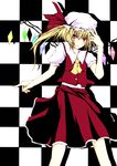  ascot blonde_hair checkered checkered_background flandre_scarlet hal_(ojou) hat red_eyes skirt solo touhou vest wings 