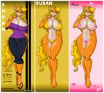  &hearts; &lt;3 big_breasts big_thighs bikini blonde_hair breasts cat censored clothed clothing eyewear feline female glasses grey_eyes hair hindpaw huge_breasts long_hair looking_at_viewer lordchimbon mammal navel nude orange orange_body paws ricechehoy skimpy solo standing swimsuit tail thighs tight_clothing voluptuous white wide_hips 