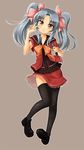  hoshino_ruri kidou_senkan_nadesico long_hair microphone silent_sakia silver_hair solo thighhighs twintails yellow_eyes 