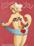  &hearts; &lt;3 anthro back blonde_hair brown brown_eyes brown_fur butt feline fur hair leopard looking_at_viewer looking_back male mammal markings nude pink_nose pose presenting short_hair smile solo spots tail thighs tokifuji towel yellow yellow_fur 