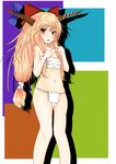  blush bow brown_eyes flat_chest fundoshi hair_bow hal_(ojou) horn_ribbon horns ibuki_suika japanese_clothes navel orange_hair red_eyes ribbon sarashi solo touhou underwear underwear_only 